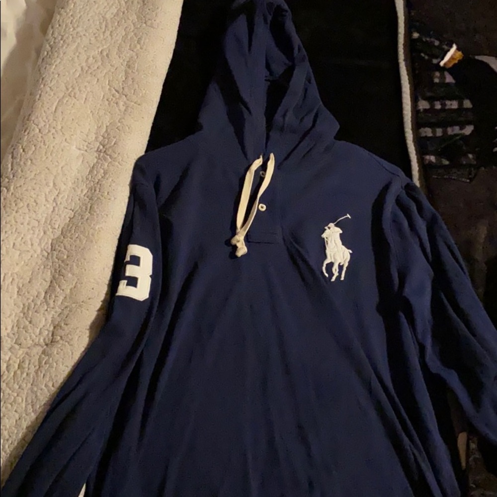 Polo button up hoodie.